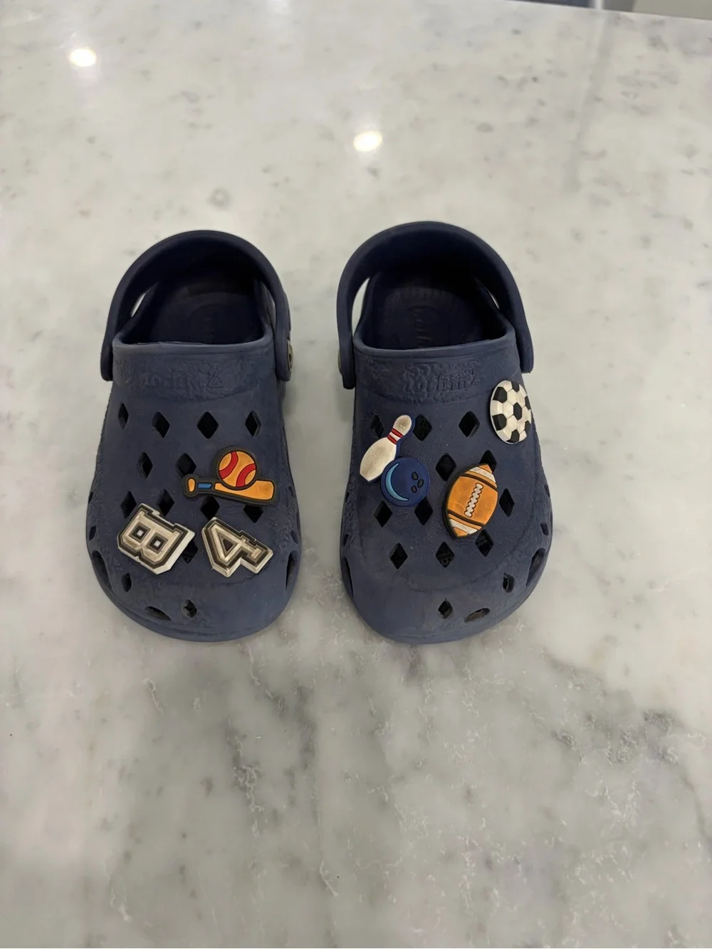 Kids Navy Slip-On Clog with Sports Charms